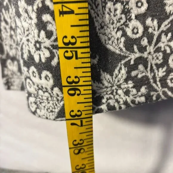 Loft Gray & White Floral Long-Sleeve Dress Size M With Back Zipper - Picture 7 of 11